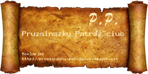 Pruzsinszky Patrícius névjegykártya